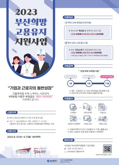 2023 부산 희망 고용유지 지원사업 홍보 포스터