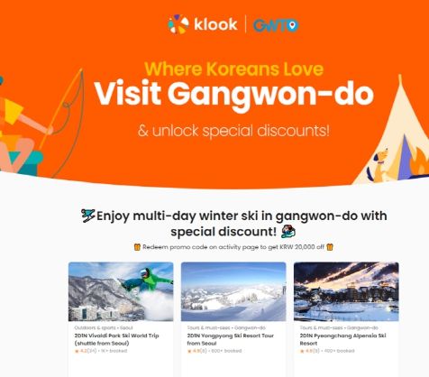 글로벌 여행플랫폼(KLOOK)을 통해 외국인 개별관광객 27,000여명 강원도 방문