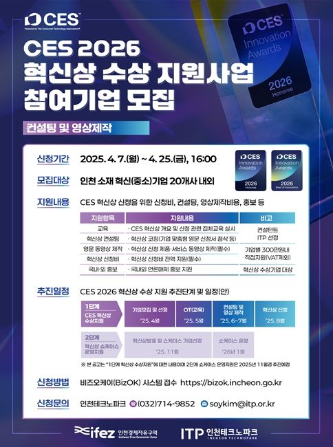 CES 2026 혁신상 수상지원사업 포스터