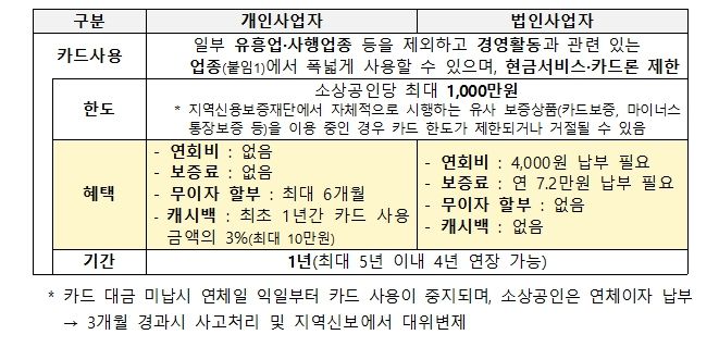 소상공인 비즈플러스카드 사업