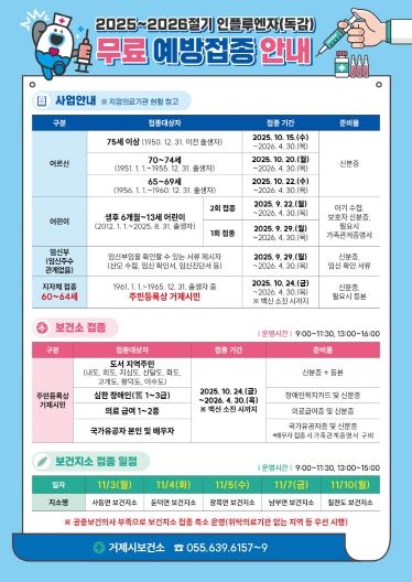 ’25-’26절기 독감 예방접종 안내문