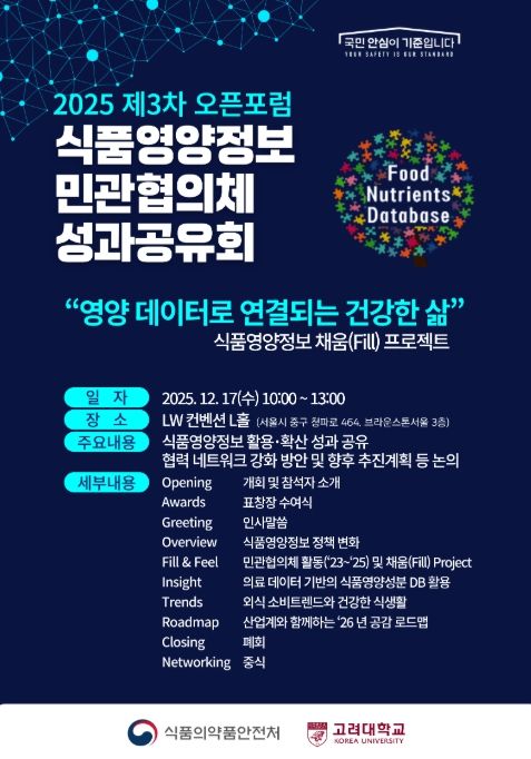 2025년 식품영양정보 민관협의체 오픈포럼 홍보 포스터