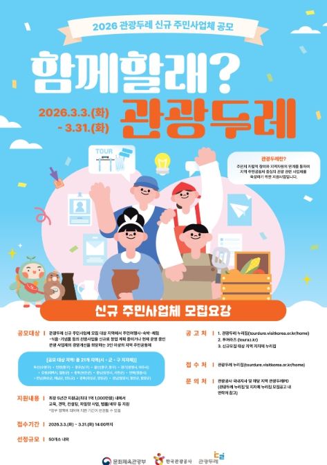 2026 관광두레 신규 주민사업체 공모 포스터