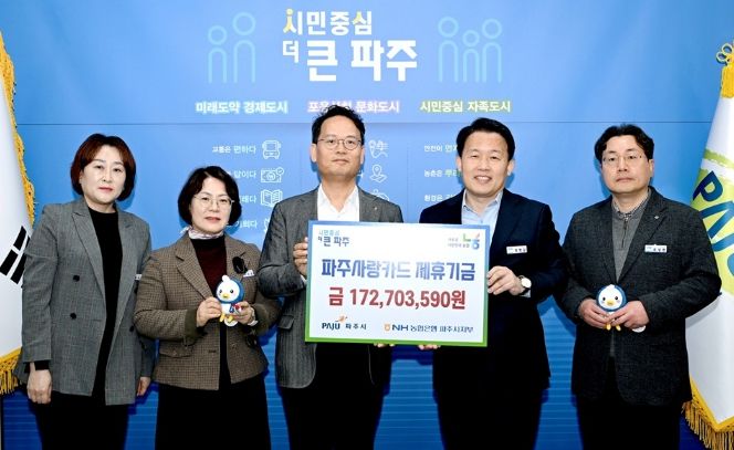 파주시, 엔에이치(NH)농협 파주시지부로부터 제휴카드 적립기금 전달받아