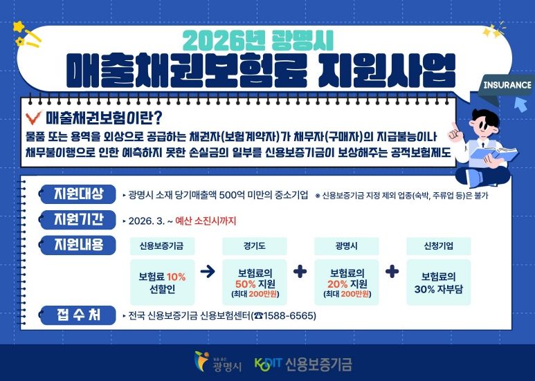 2026년 광명시, 매출채권보험료 지원사업 안내문