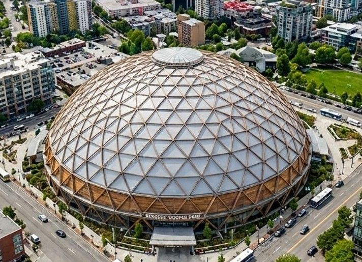 가상으로 재현해 본 목구조 대공간 건축물 조감도(AI 이미지)